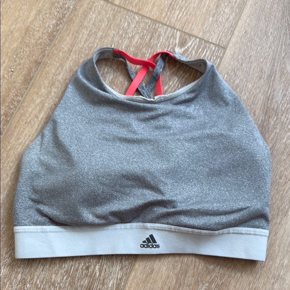 Adidas Gray Sports Bra with Red Straps